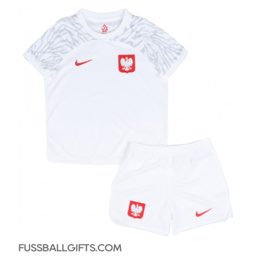 Polen Fußballbekleidung Heimtrikot Kinder WM 2022 Kurzarm (+ kurze hosen)